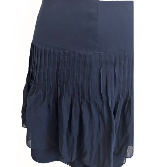 VTG Silk Pleated Mini Skirt 6 Navy Blue Ruffles Luxury Designer RARE Made In USA - Picture 9 of 14